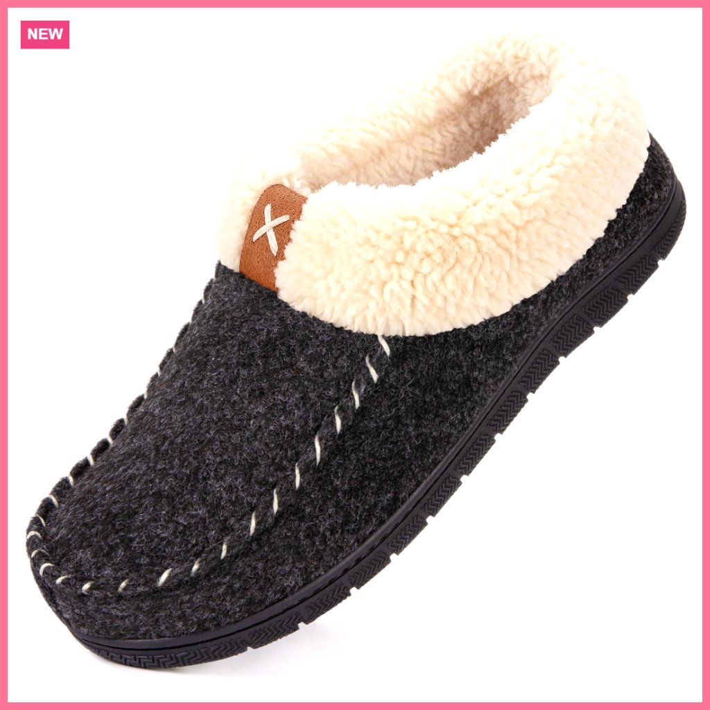 Memory Foam Mocc With Fleece Lining & Non-Slip Sole